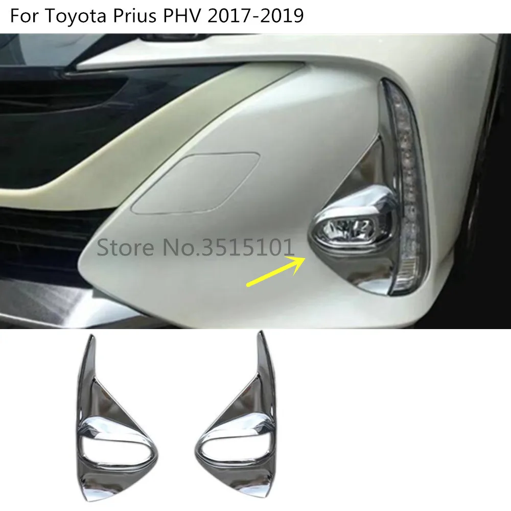 Car Body Front Fog Light Lamp Frame Stick Styling ABS Chrome Cover Trim Eyebrow For Toyota Prius PHV Prime 2017 2018 2019 2020