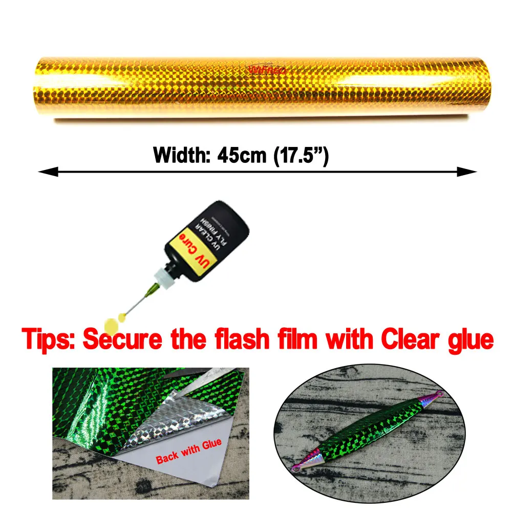 Wifreo 10m/5m Holographic Adhesive Film Sticker Flash Tape Lure DIY Building Jig Squid Skin Sabiki Bait Decal Fly Tying Material