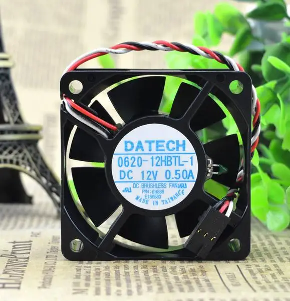 DATECH 0620-12HBTL-1 12V 0.50A 6CM 60*60*20  three wire temperature control server fan CPU fan