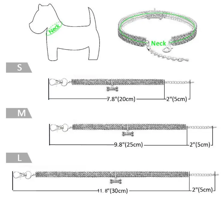 Wholesale 3 Rows of Rhinestone Stretch Line Pet Necklaces Dog Cat Necklaces Crystal Collars Dog Accessories Pet Supplies SN1709