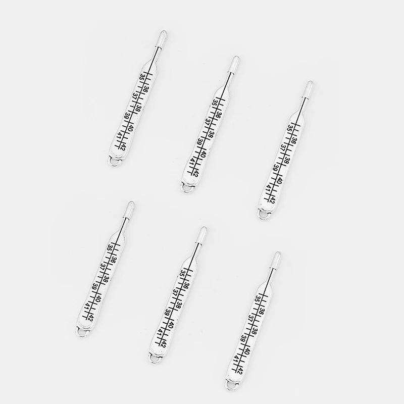 5PCS Antique Mercury Thermometer Charms Pendants for Necklace DIY Metal Jewelry Alloy Pendants