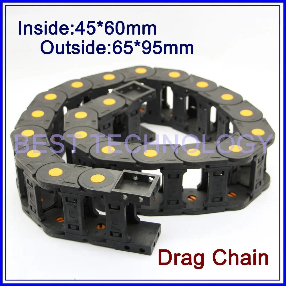 Series 45 x 60mm 75mm 100mm 125mm 150mm 200mm L1000mm Plastic Cable Drag Chain Wire Carrier with end connectors plastic towline!