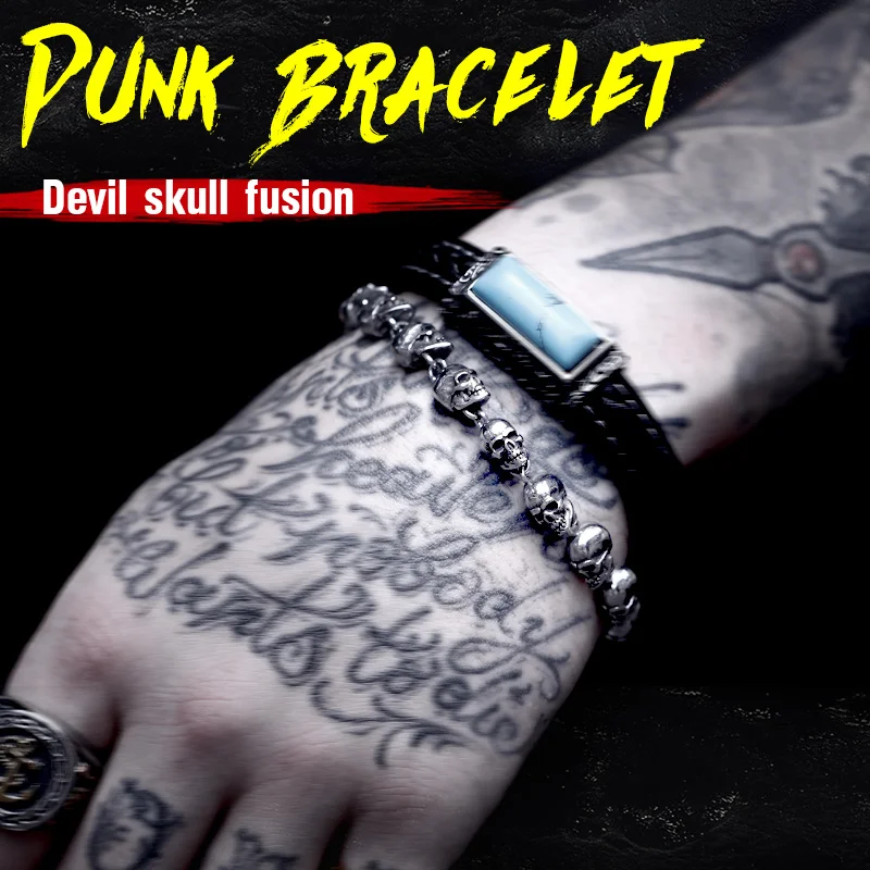 Beier 316L Punk Skull Stainless Steel Bracelet For Man High Quality Fashion Skeleton Jewelry US EURO Hot Gift BC8-005