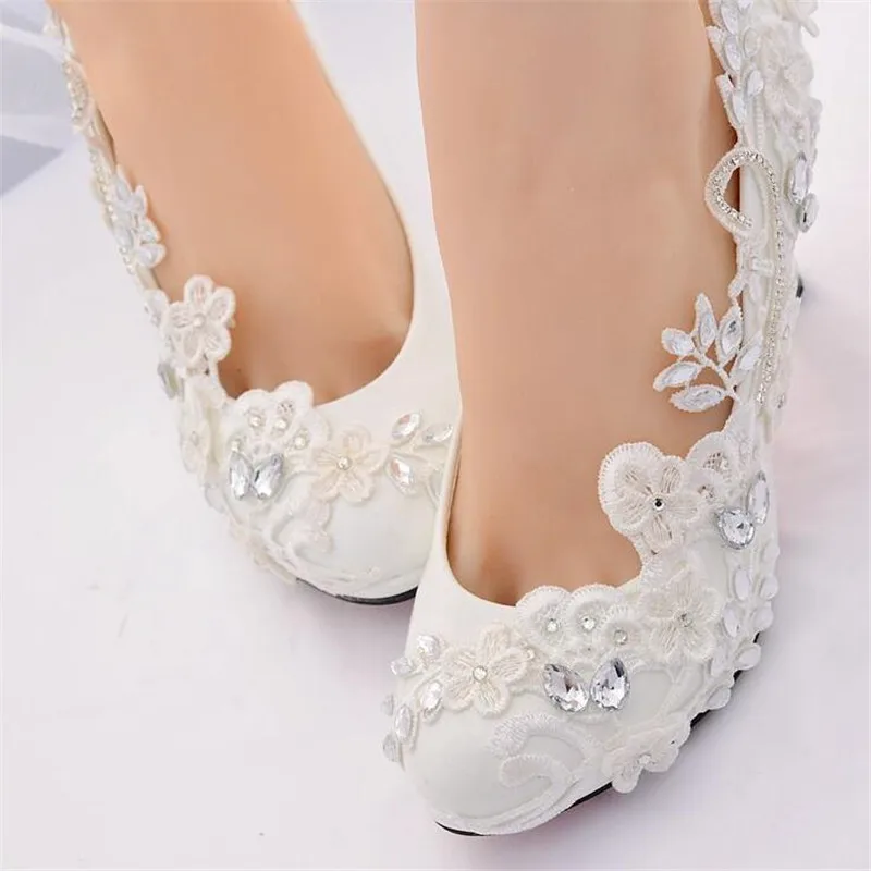 Crystal White Wedding Shoes Bride Female High Heels Shoes woman 2019 diamond princess Ball party shoes shoes zapatos tacon mujer