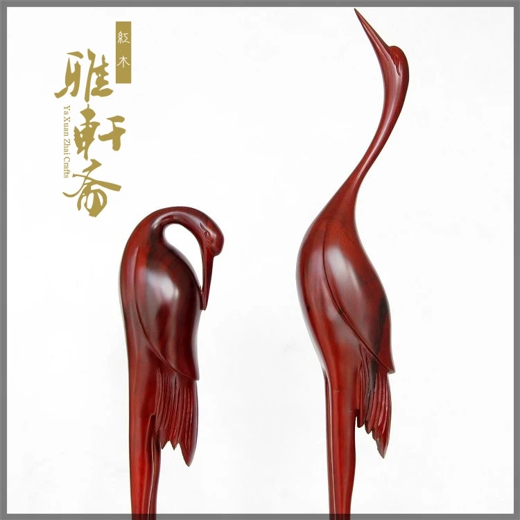 Zhai Gallery mahogany crafts Dongyang woodcarving decoration 65cm crane solid wood animal Home Furnishing Feng Shui