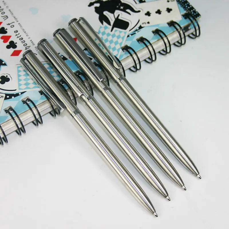 

10pcs/set Advanced Stainless Steel Rods Rotating Metal Ballpoint Pens Commercial Ball Pens Office Supplies Stationery School