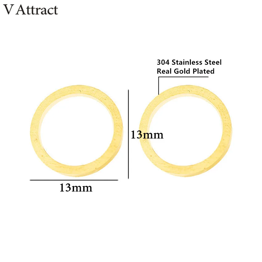 V Attract Geometric Simple Open Circle Stud Earrings Women Vintage Jewelry Stainless Steel Midi Round Pendientes Bijoux Femme