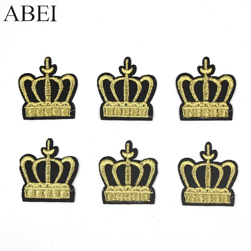 10pcs/lot Gold Embroidery Patches Iron On Crown Appliques Diy Clothes Bags Backpack Stickers Garment Sewing Accessories Patch