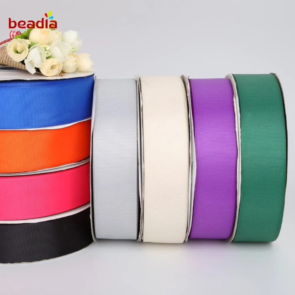 High Quality 7/10/15/20/25/38mm Width 19 Colors 5 Yards/lot Grosgrain Ribbon For DIY Gift Wrapping Party Wedding Decoration