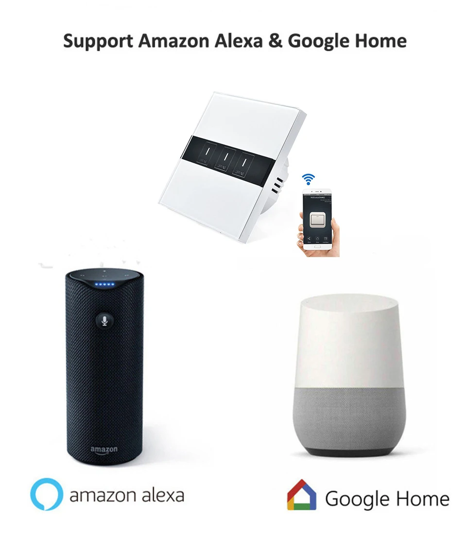 Ewelink APP WiFi Smart Wall Touch Light Switch ,Smart WiFi 3-Way Light Switch,No Hub Required,Works with Alexa, Google Assistant