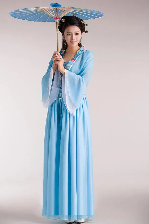 2018 new ancient chinese costume women folk dance costume for woman hanfu women new year Fan clothing costumes