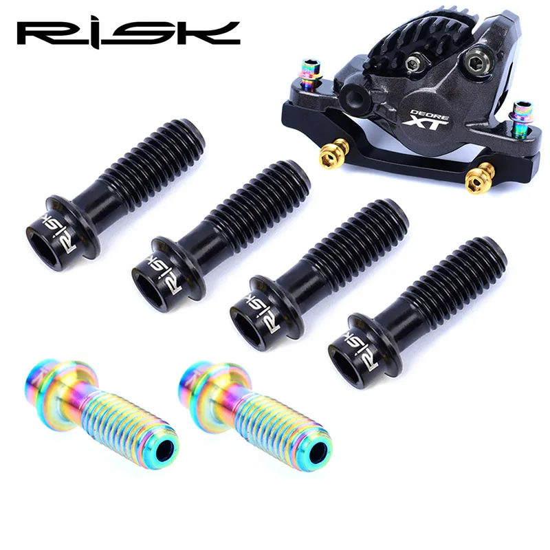 RISK 4pcs M6x18mm Titanium Hollow Bicycle Bolt for Disc Brake Ultralight Bike AB Conversion Stem Fixing Screws for MTB Road Bike