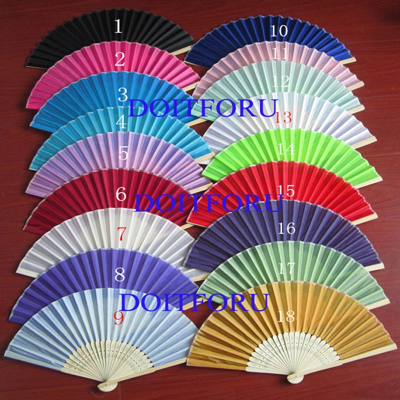 

DHL 100pcs/lot personalized silk hand fan silk wedding fan with organza gift bag packing