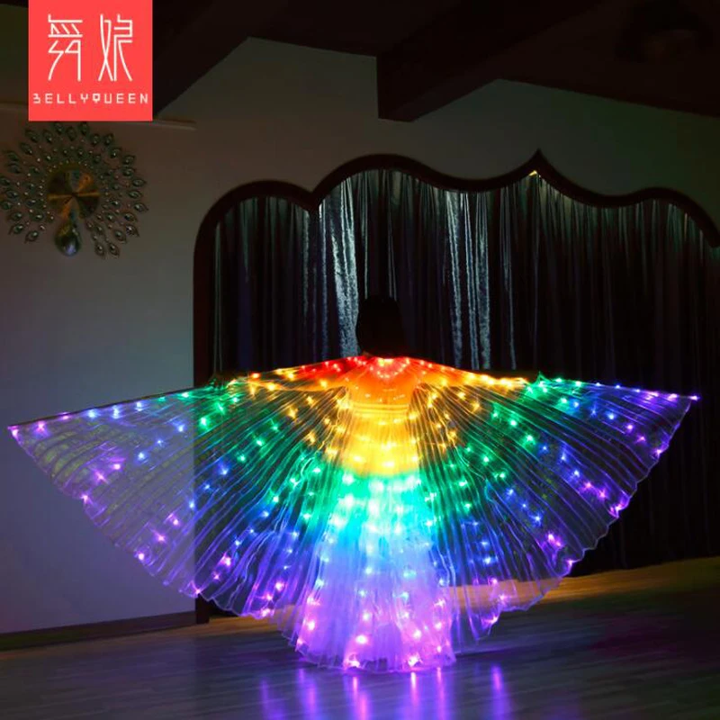 Großhandel günstige Bauchtanz LED Isis Wings bunte tanzen LED licht IsisWings leucht bühne dance Requisiten LED Flügel mit Sticks