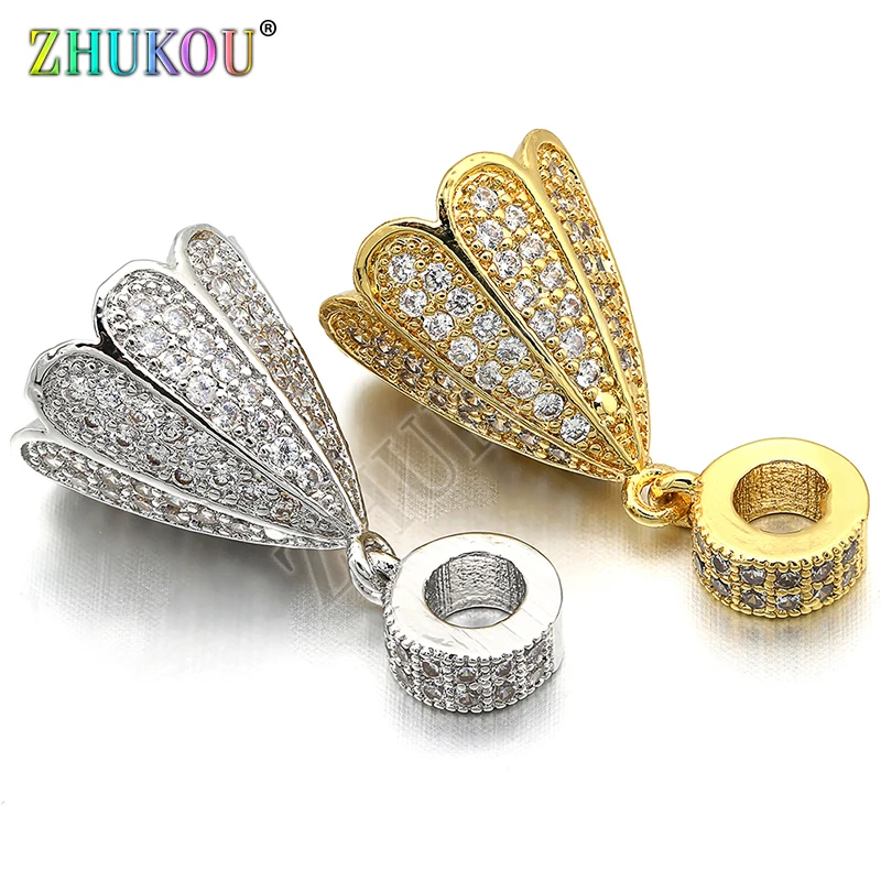 12*22mm High Quality Micro Pave Zircon Tassel Cap Pendant Charms, Mixed Color, Hole: 3.5mm, Model: VM13