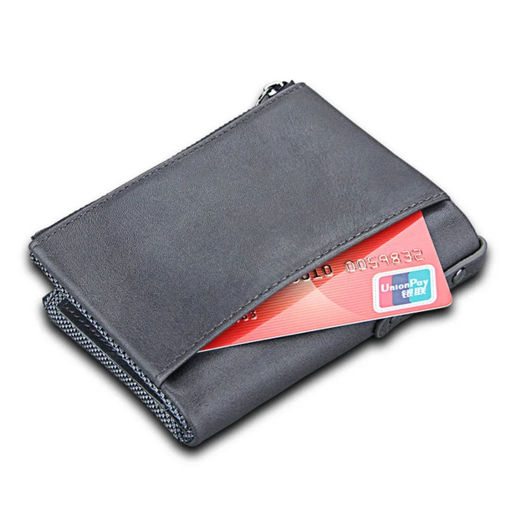 RFID Double Zipper Women Wallets Genuine Cow Leather High Quality Card Holder Female Purse Vintage Coin Holder Wallets For Girl