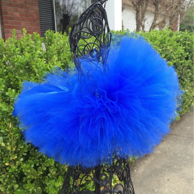 Cute Girls Royal Blue Tutu Skirts Baby Fluffy Tulle Dance Pettiskirts Tutus with Big Ribbon Bow Kids Party Costume Skirts Cloth