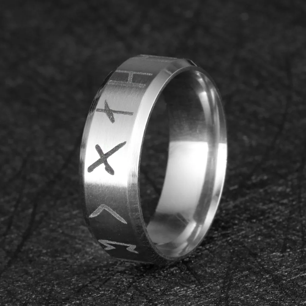 Stainless Steel Men's Viking Rune Ring with Elder Futhark Nordic Rune Rings Mythology Viking Jewelry Rings For Women Dropshippin