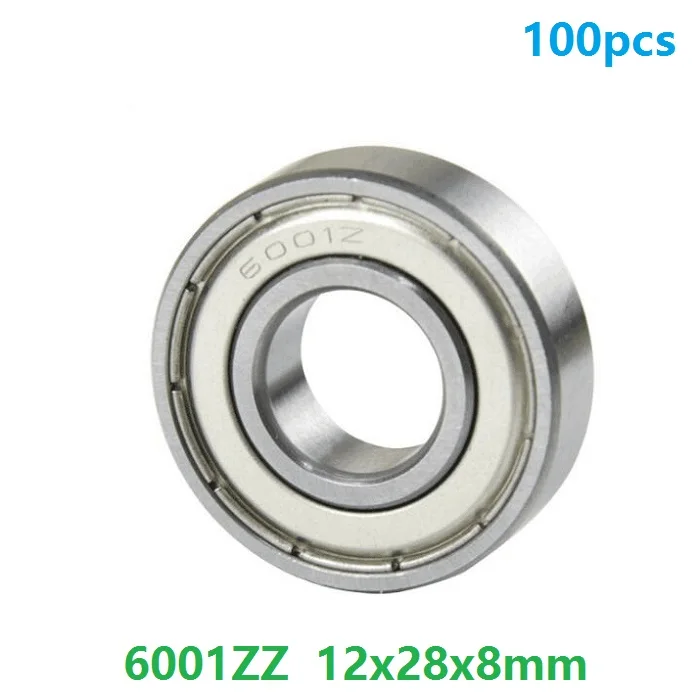 

100 шт./лот 6001ZZ 6001Z 6001 ZZ Z 12x28x8 мм двухэкранированный шарикоподшипник с глубоким желобом, миниатюрный вал 12*28*8 мм