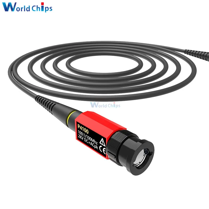 P4100 Oscilloscope Probe 100X High Voltage 2KV Oscilloscope Clip Probe 100MHz Bandwidth BNC Connector P4100 Probe