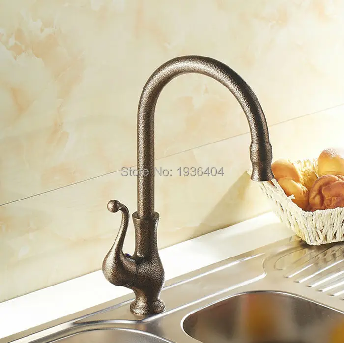 Kitchen Swivel Faucets Single Handle Taps Antique Roman Brass Finished Deck Mounted Rotatable Mixer Taps Fashion crane RB1007