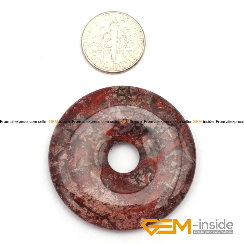 30mm 40mm 50mm Donut Shape Red Jaspers Natural Stone Loose Beads For Pendant Making Means Safe And Lucky