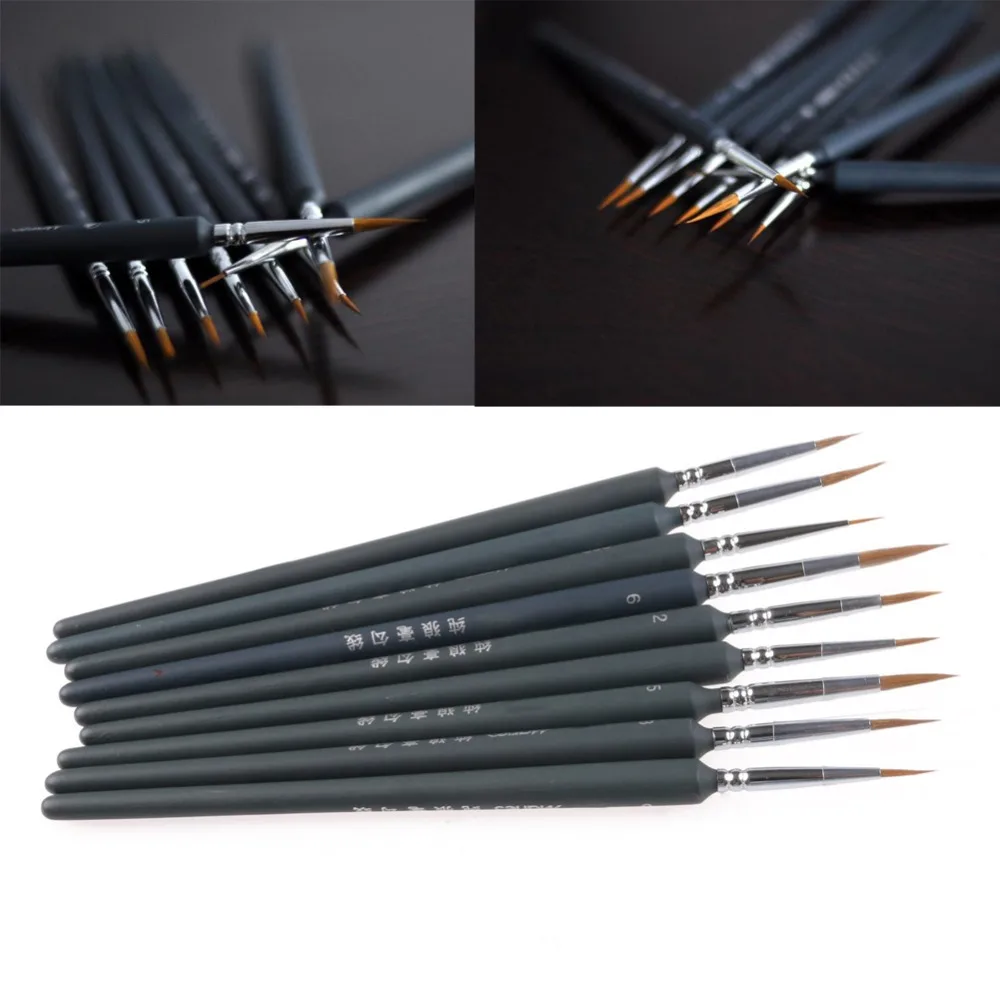 High Quality 9Pcs Brush Pen For Sketched Lines Gouache Watercolor Paint Oil Painting JAN18