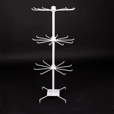 3 Tier White socks hat display stand scarf jewelry necklace bracelet rack gloves mask rotating retail cosmetic product shelves