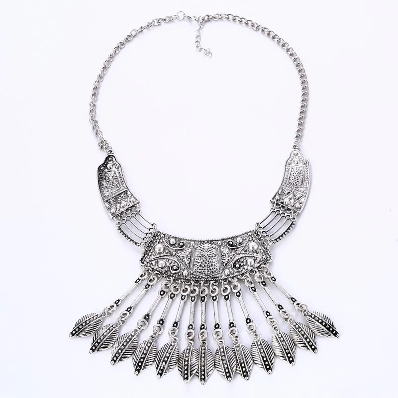 Fashion Choker Colar Vintage Maxi Statement Necklaces & Pendants Boho Leaves Tassel Ethnic Geometric Collier Femme Necklace