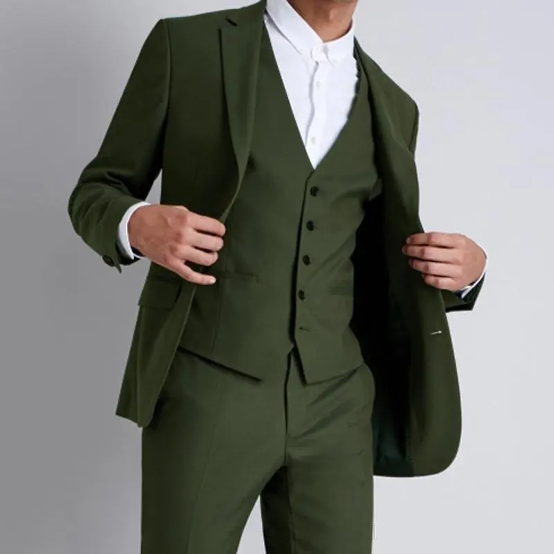 

New Arrival Green Men Suits for Wedding Peaked Lapel Man Blazers Groom Tuxedos Custom Slim Fit Costume Mariage Homme 3 Pieces