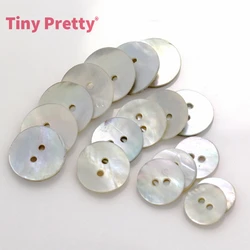 50pcs Natural Round Shell Buttons 2 Holes Flatback Mother of Pearl Buttons 10-20mm for DIY Crafts, Sewing Works, Embellishment