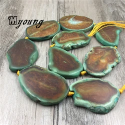 New Arrival Freeform Yellow Agates Slice Beads With Green Edges,Full Strand Dragon Agates Druzy Slab Pendant Beads MY1706