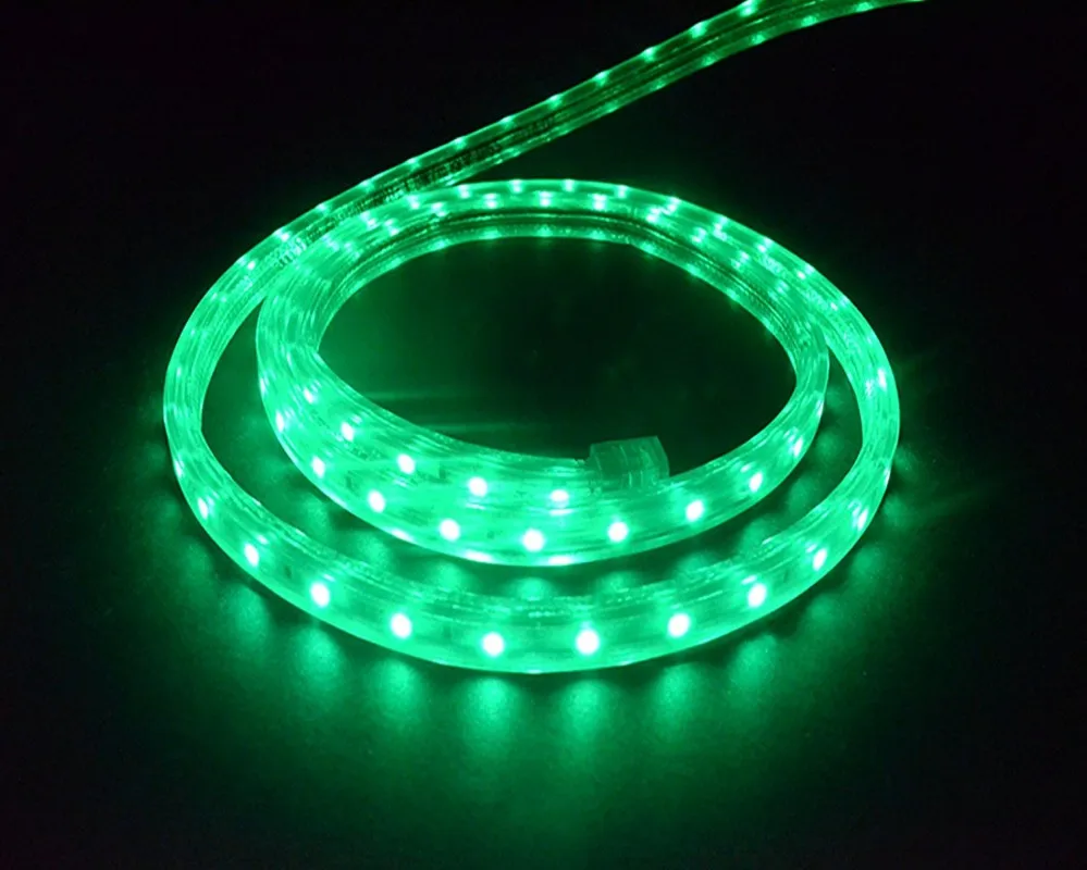 

5050 Flexible LED Strip light AC220V 60leds/m Waterproof IP67 Led Tape green LED Light With EU Power Plug 50 meter