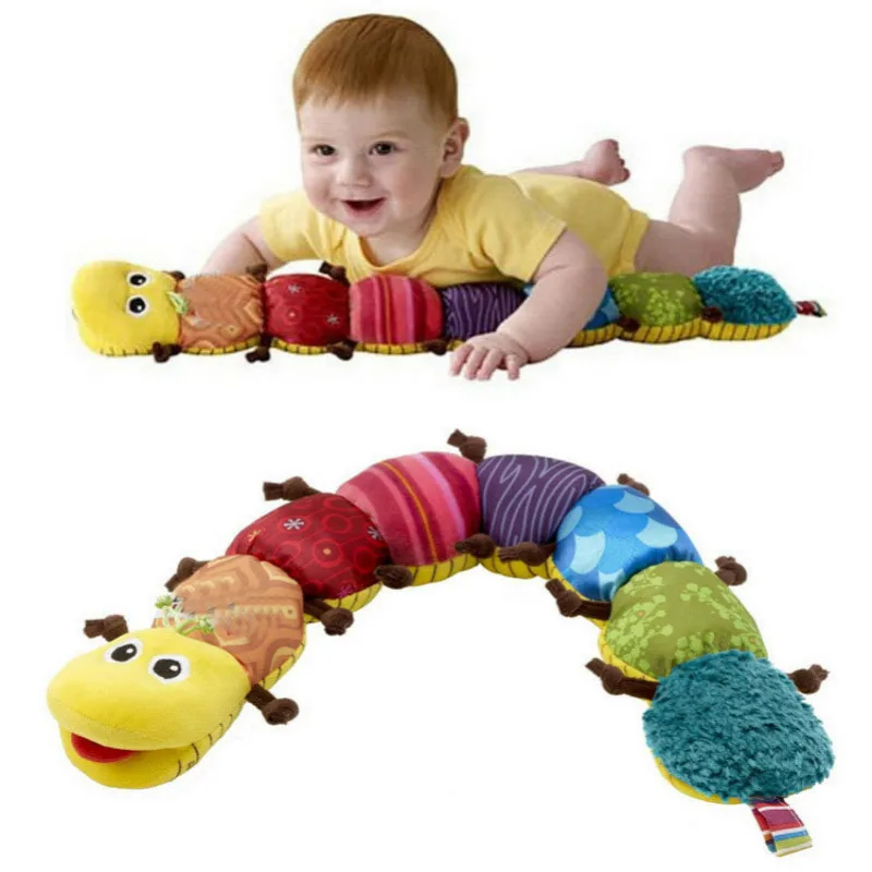 60CM Children's Multi-Function Music Colorful Caterpillar Puzzle Baby Plush Toy Height Ruler Doll Plush Toy Baby Ring Paper  