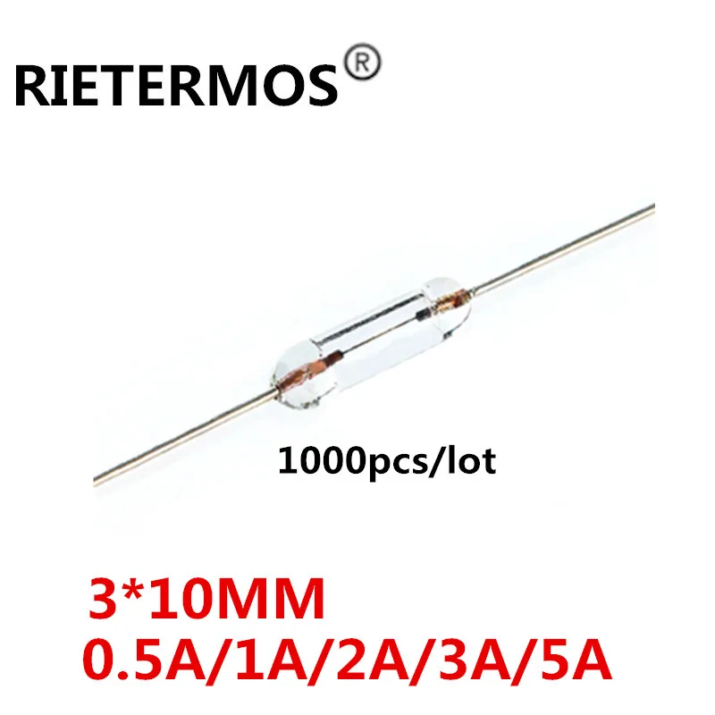 1000 PCS 3*10mm Trục Nhanh Chóng Kính Cầu Chì Cầu Chì Với Dây Chì 3*10 0.5A 1A 2A 3A 5A