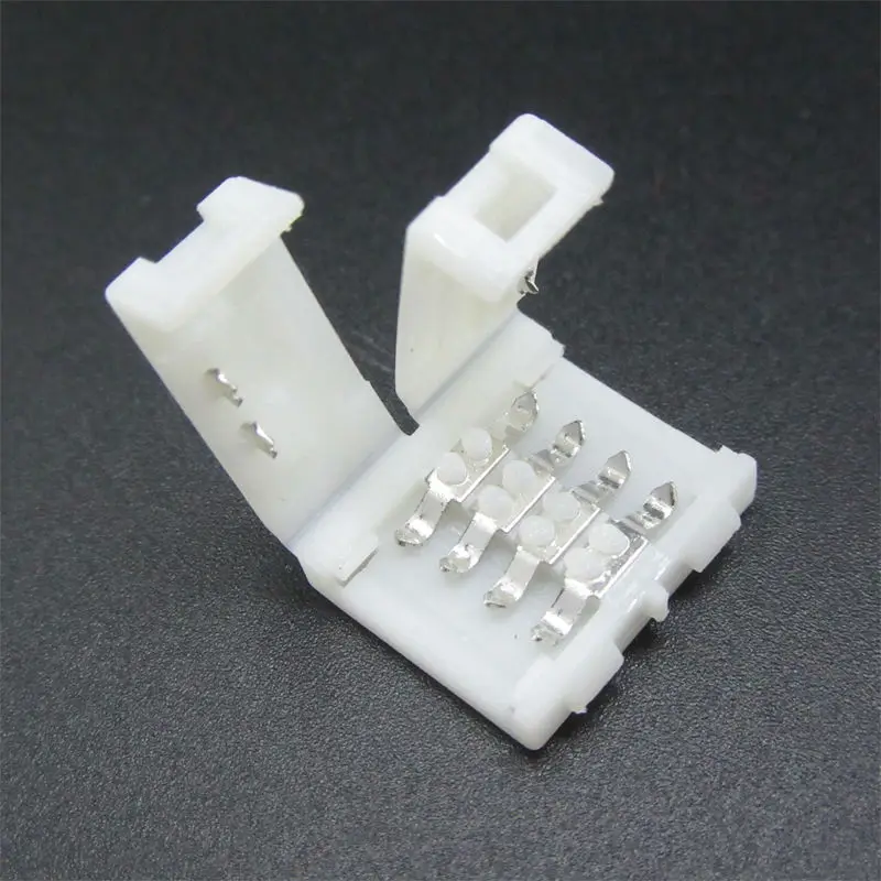 100pcs/lot 10mm 4 Pin 5050 RGB LED pcb connector clip no soldering for LED strip joining Good Quality