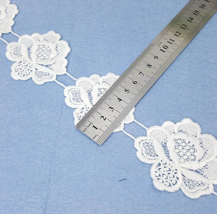 10Yards Flower Lace Trim White Lace Fabric For Wedding Dress Embroidered Applique Patch