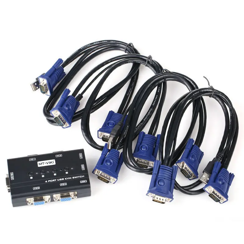 MT-VIKI MT-4 Porte VGA Manuale Switch kvm con USB Console e Cavo originale 1 set di comandi della tastiera e del mouse 4 del computer MT-460KL