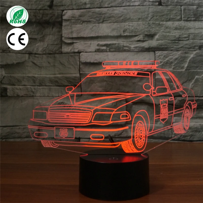 

3d Visual Lamp Led Night Lights Federal 7 colors changing Police model Table Lampara Baby Sleeping Nightlight cars model Xmas