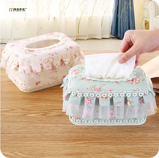 1PC European-style garden storage box lace romantic of household art car napkin paper tissue box sitting room cloth LF 001