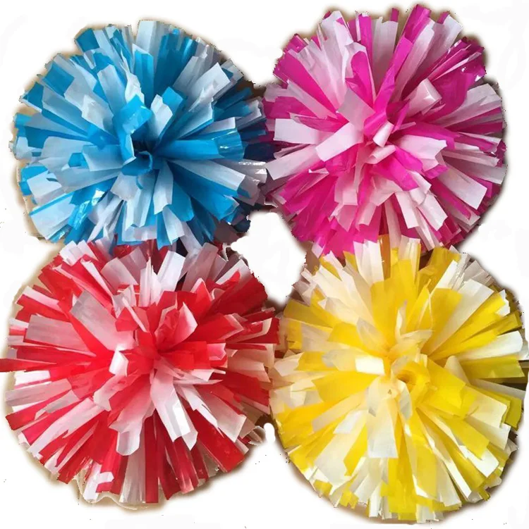 20 pezzi, Pompon da gioco con manico ad anelli, Pompon da Cheerleader, Non sbiadiscono, combinazione di colori senza, alta qualità, 32cm