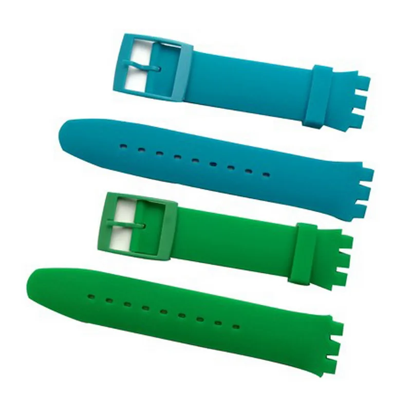 16mm 17mm 19mm Silicone Watch Band Straps Watch accessories For Men Women Watches Swatch Rubber Strap plastic buckle 13 colors