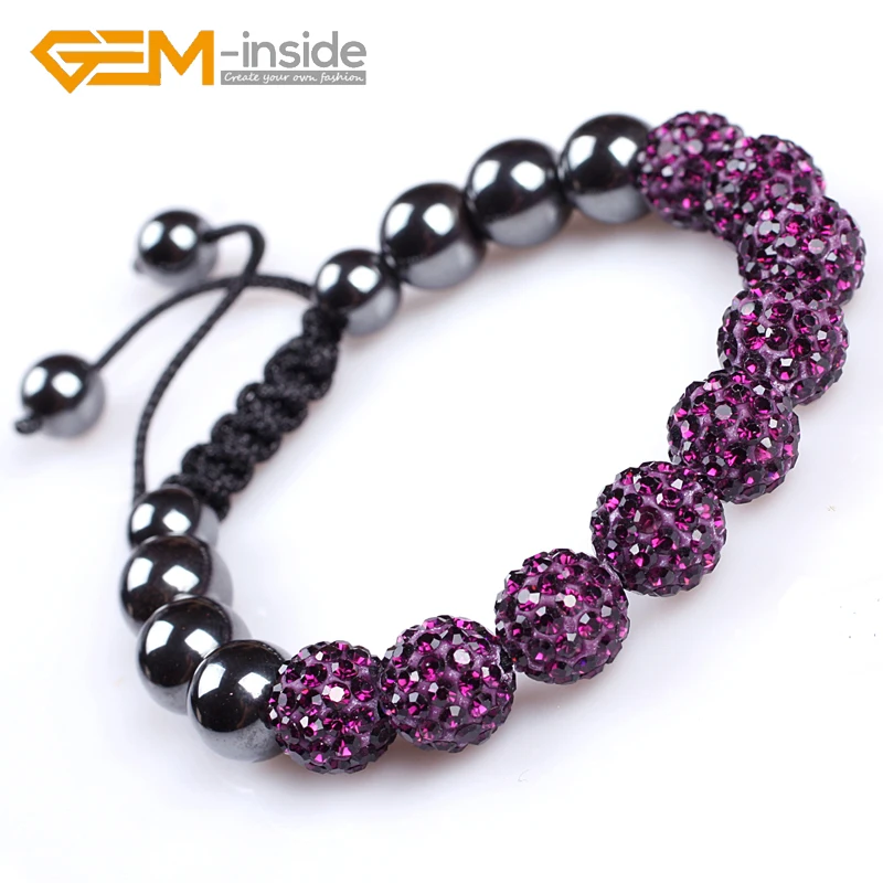 Assorted Colors 10mm Rhinestone Czech Crystal Ball Hand-knotted Bracelet For Lady Adjustable Size Wholesale New