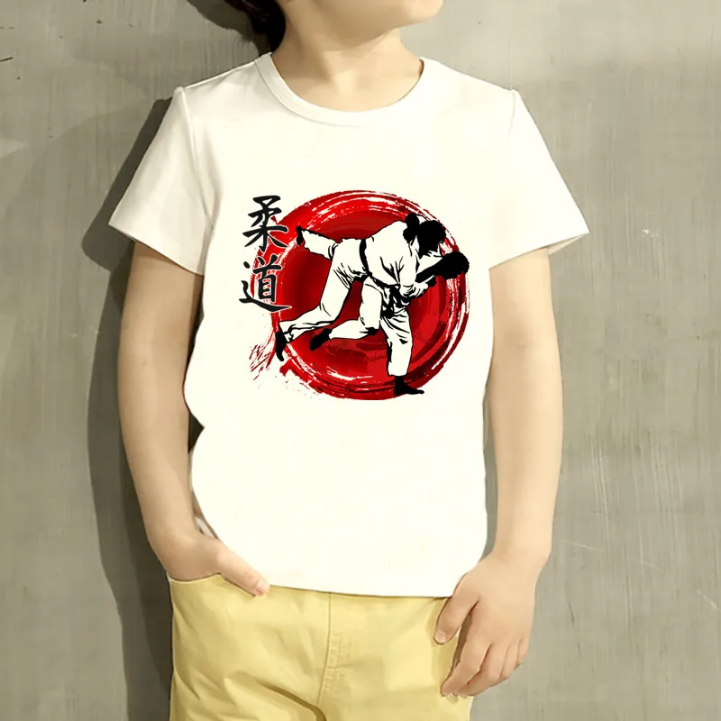 Kids Evolution Of A Judo Cartoon Design T Shirt Boys/Girls Great Casual Short Sleeve Tops Children Cute T-Shirt,HKP402