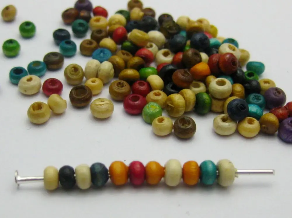 

1000 Mixed Color 3mm Round Wood Beads~Wooden