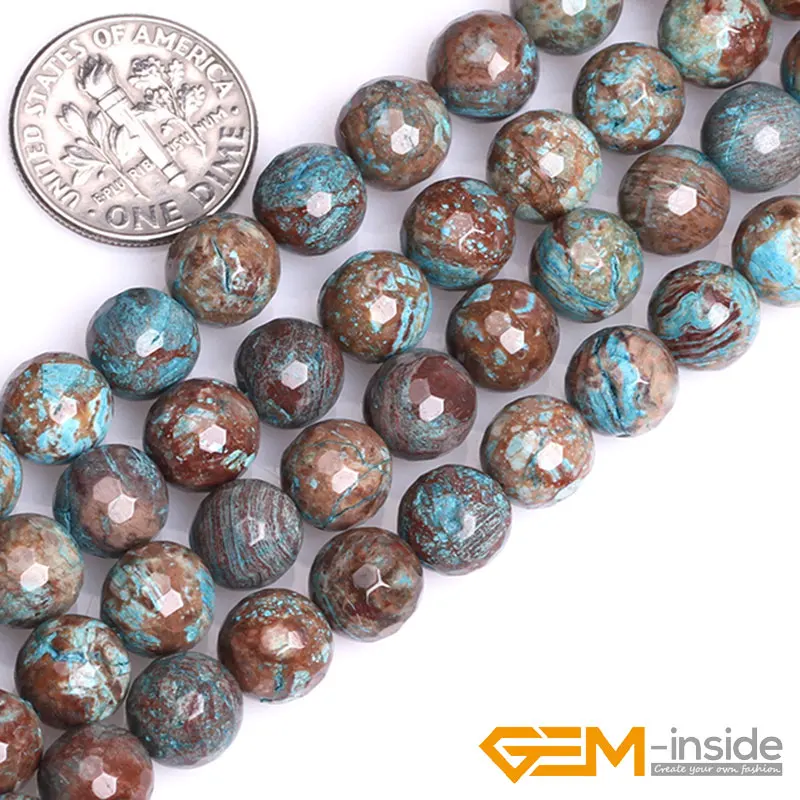 Round Faceted Blue Crazy Lace Agates Beads For Jewelry Making Strand 15