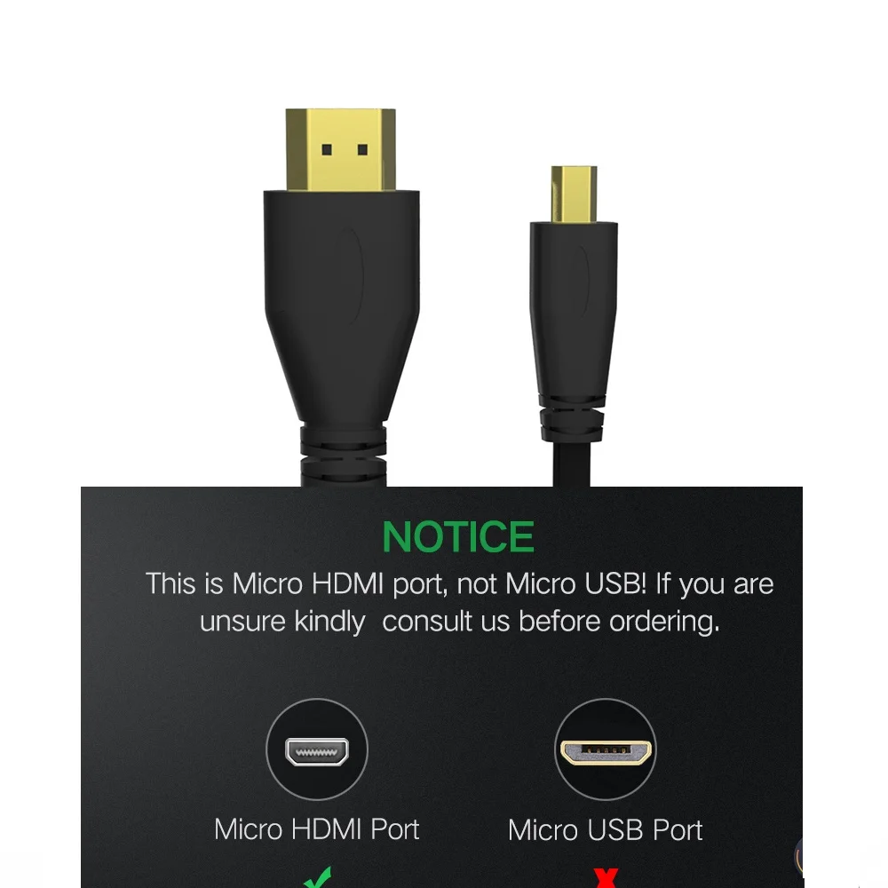 LNYUELEC 1m 3ft 1,5 m 2m 3m 5m HDtv zu MICROHdtv Kabel-Typ D zu typ A - 1080p Volle HD 1,4 V