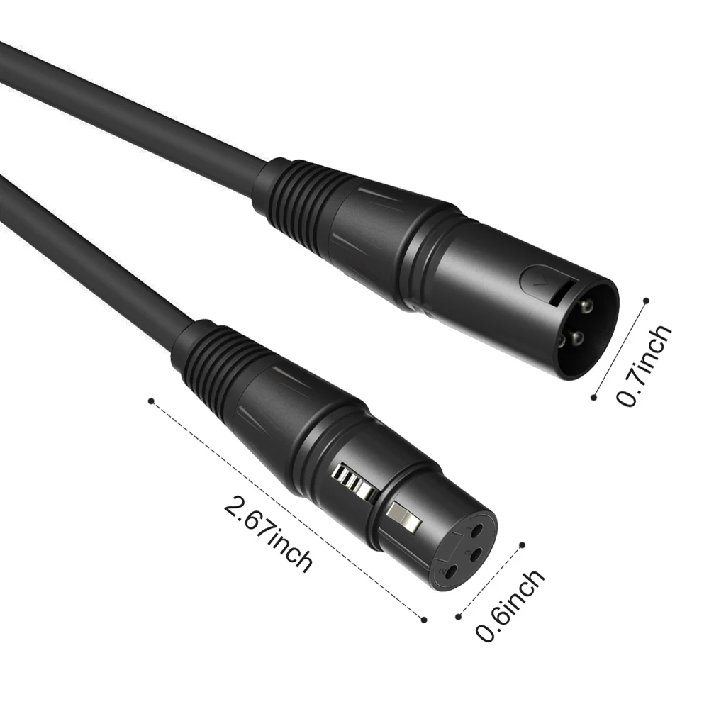 Bochara Elastic Coiled XLR Cable Male to Female 3Pin jack OFC Copper Dual Shielded  For Mic Mixer