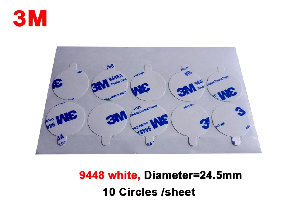 3M 9448A White Double Sided Adhesive Round Sticker Diameter=24.5mm/20mm/30mm, with remove Tab, Easy Operate