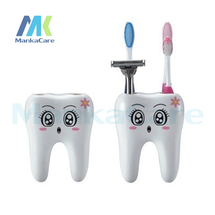 

2 pcs Creative household supplies adorable smiley tooth brush Of four hole tooth brush teeth shape The bathroom Bottles Shelf